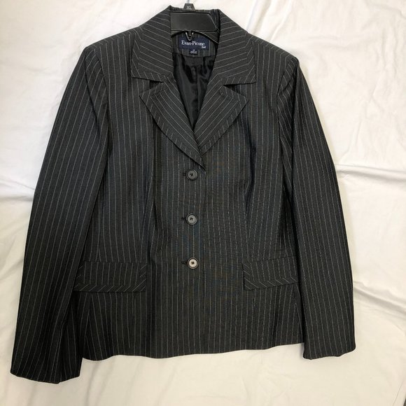 Skirt Suit "Evan Picone" Charcoal Grey Pin-Striped, $200 new - Picture 3 of 8